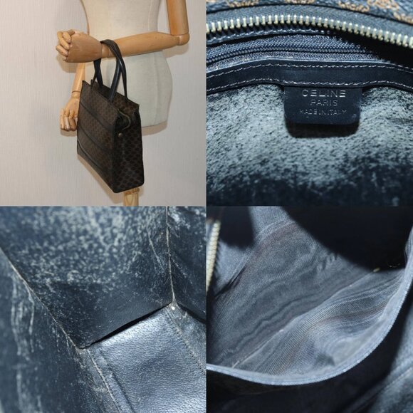 CELINE Macadam Canvas Hand Bag PVC Leather Black Auth 83930 - Picture 14 of 15